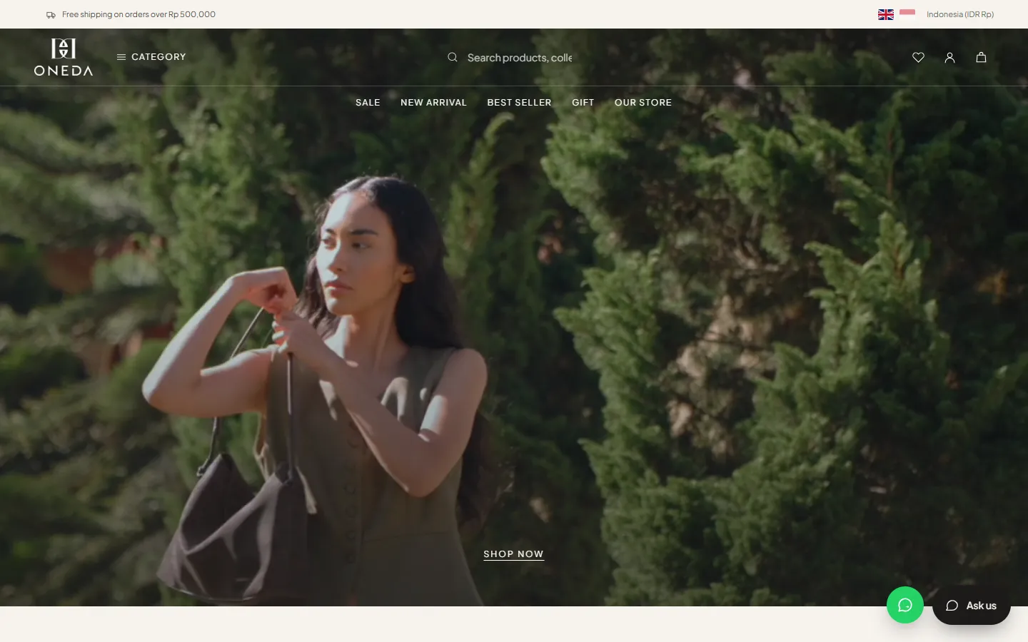 Tampilan website ONEDA