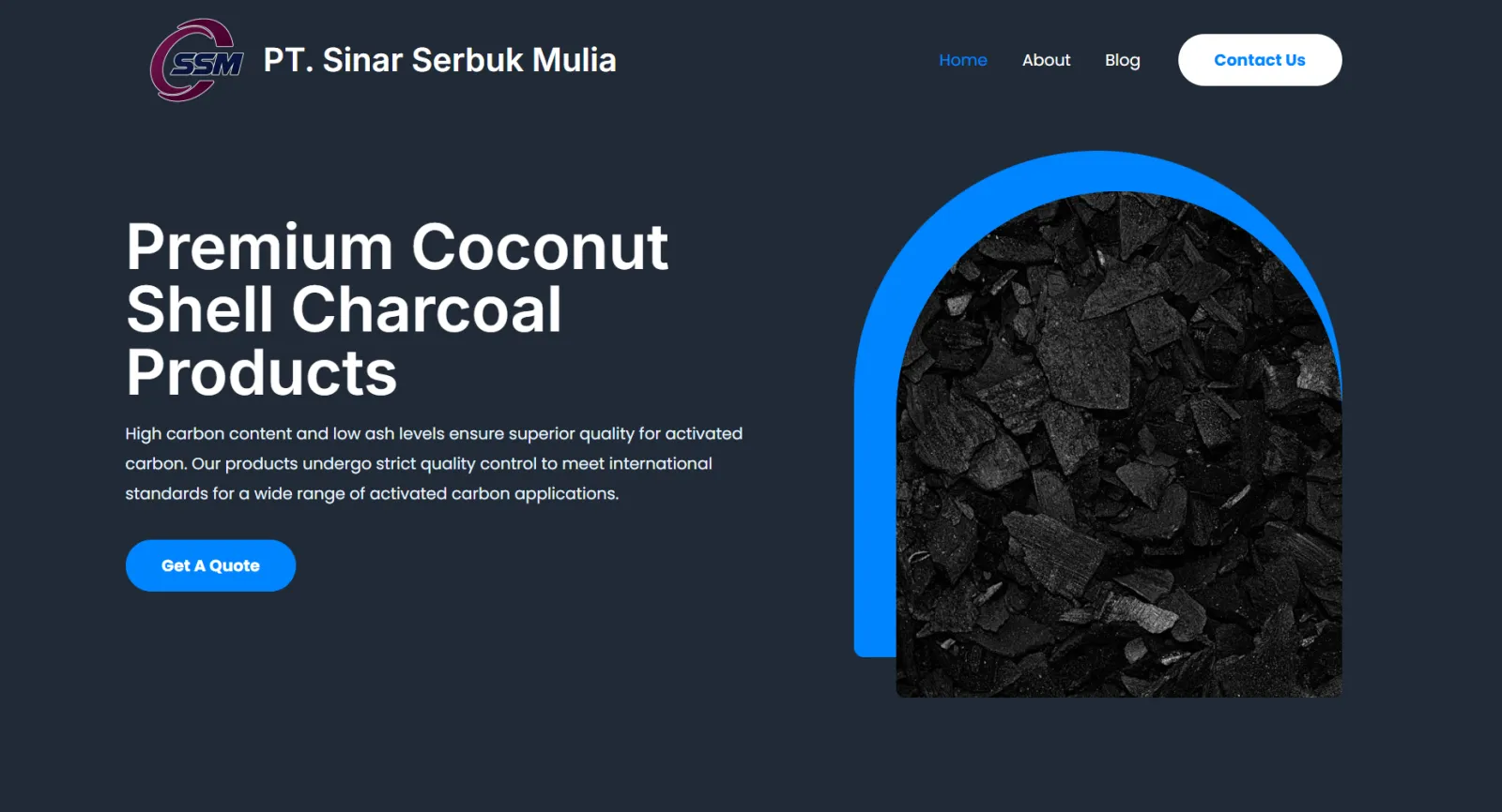 Tampilan website PT Sinar Serbuk Mulia